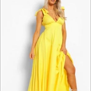 Tie Shoulder Plunge Maxi Dress